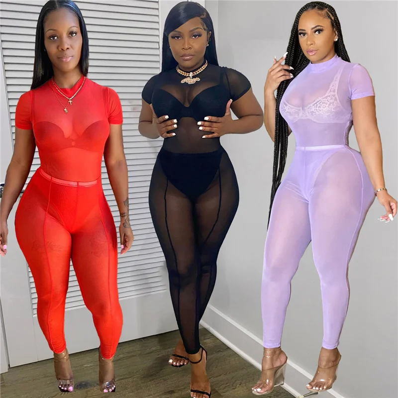 5set Wholesale Bodysuit and Mesh Leggings Two Piece Set Women Summer  Outfits Prom Rave Club Outfits Fashion Y2k Jumper Suit 7163 - AliExpress