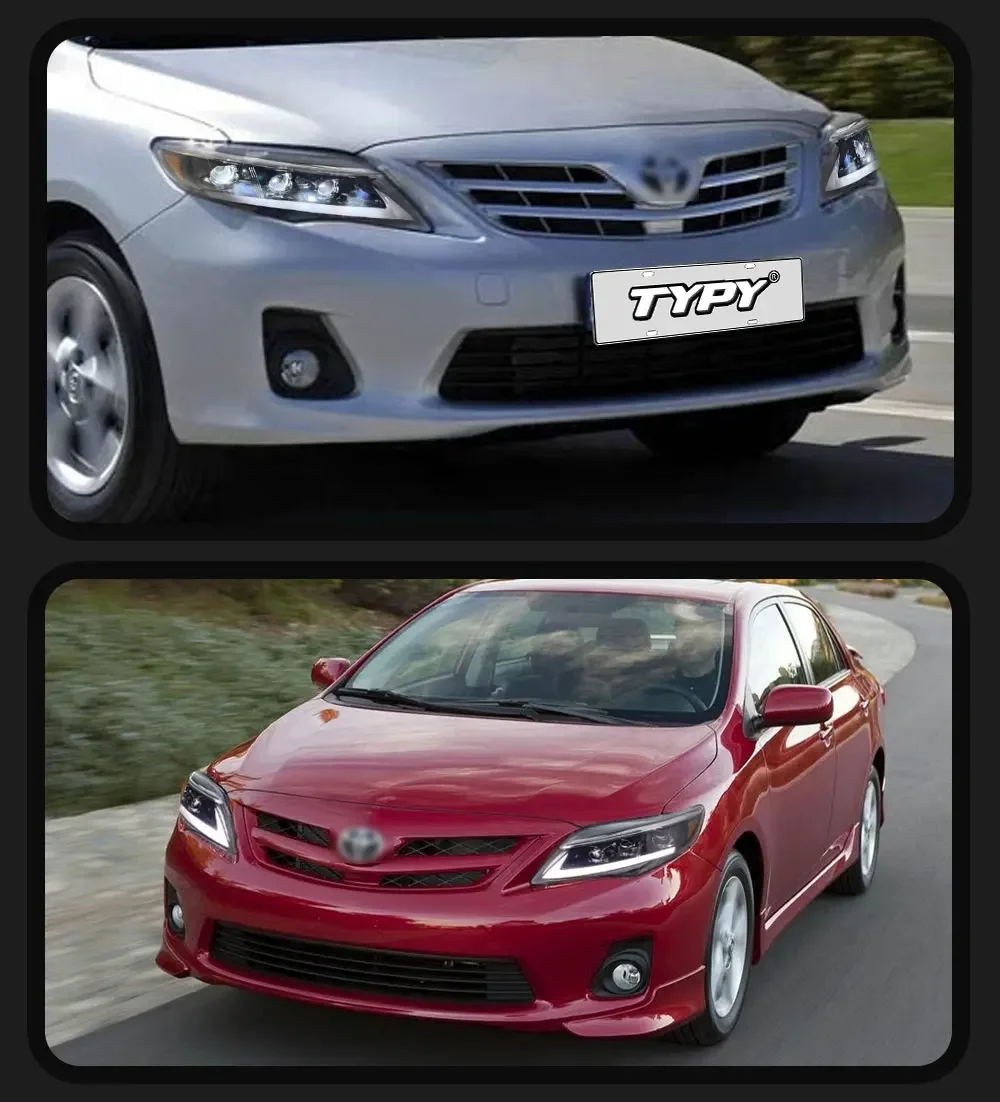 نوع سيارة لتويوتا الولايات المتحدة كورولا المصباح 2010-2013 ترقية تعديل جديد DRL ديناميكية بدوره إشارة LED المصباح اكسسوارات السيارات