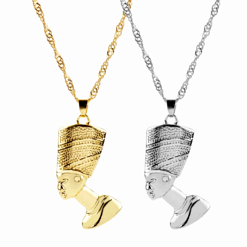 Egyptian Pharaoh Pendant Necklace Jewelry Trendy Metal Alloy Electroplating Figure Portrait Cosplay Necklaces Accessories