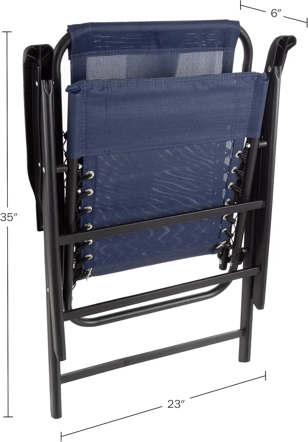 Folding Camping Chairs. Set of 2. Lawn Chairs. Textilene Fabric. Bungee Suspension. Portable. Navy.