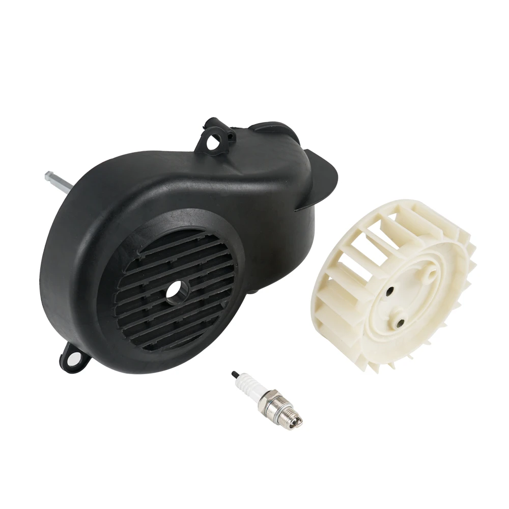 ATV Air Shroud Cooling Fan Assembly & Spark plug for Polaris 90 Sportsman Scrambler Predator for Yamaha Jog 90 90cc Engine Parts 712w61942 1322 pressure cooling pipe assembly for sinotruk sitrak c9h cabin air conditioning truck parts