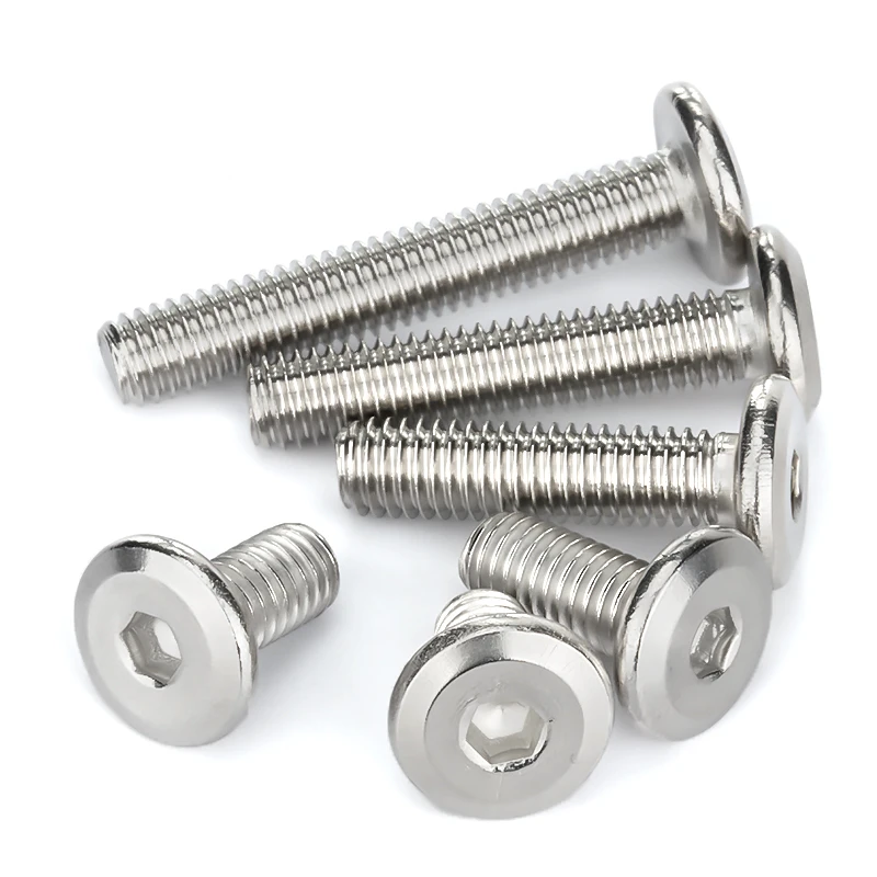 M2 M3 M4 M5 M6 M8 M10 M12 304 Stainless Steel Hypotenuse Truss Flat Head Hexagon Socket Furniture Screws Allen Button Head Bolts