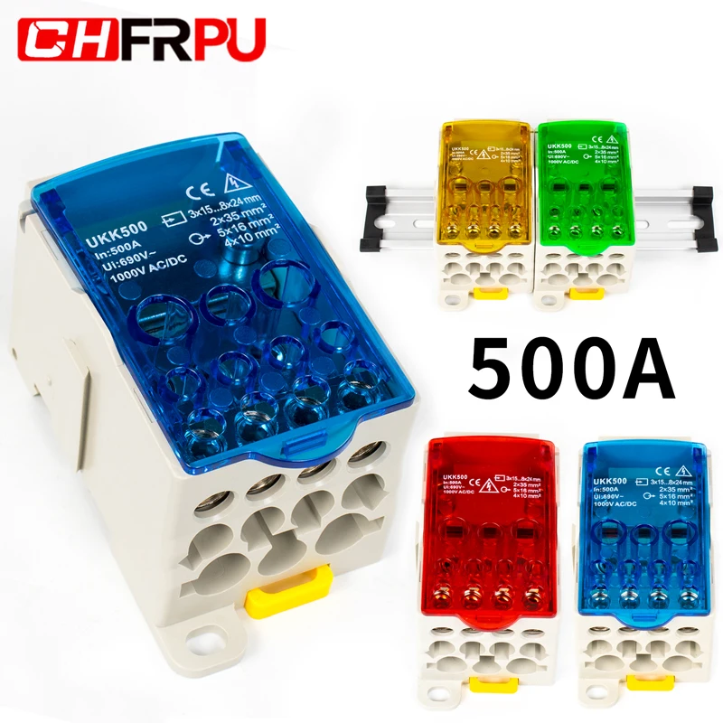 

UKK 500A One in multiple-out distribution box Din Rail Terminal Blocks Universal wire connector junction box waterproof