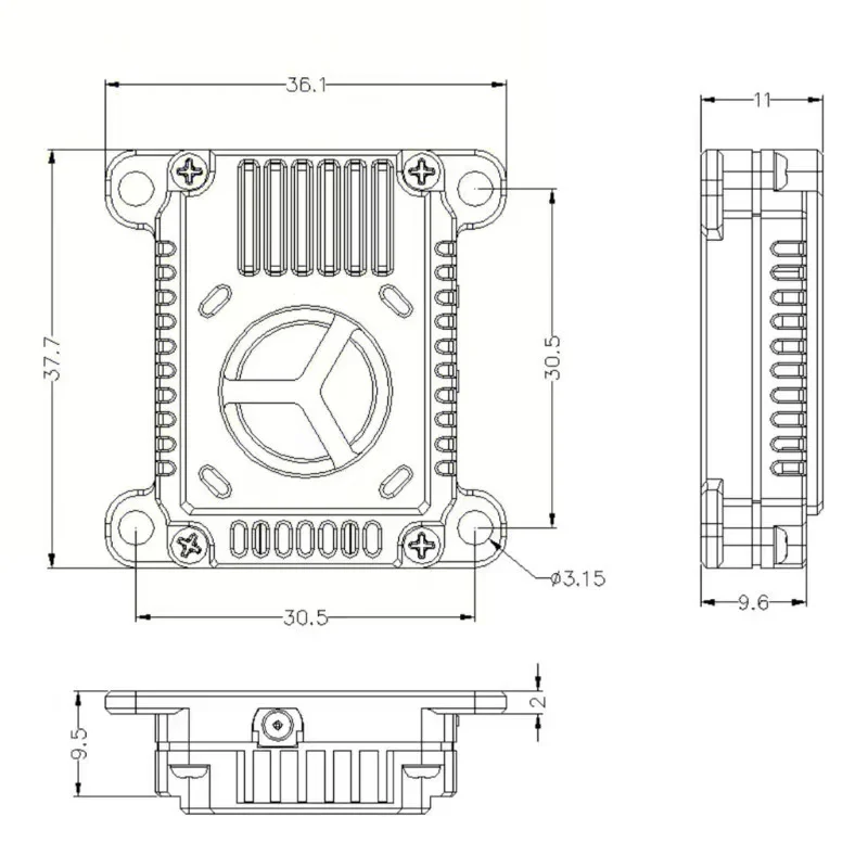 1,2G Videosender 1,2G 1,2 GHz 2W VTX 25mW/2000mW 9CH VTX Umschaltbarer Videosender Sendermodul für FPV-Drohne