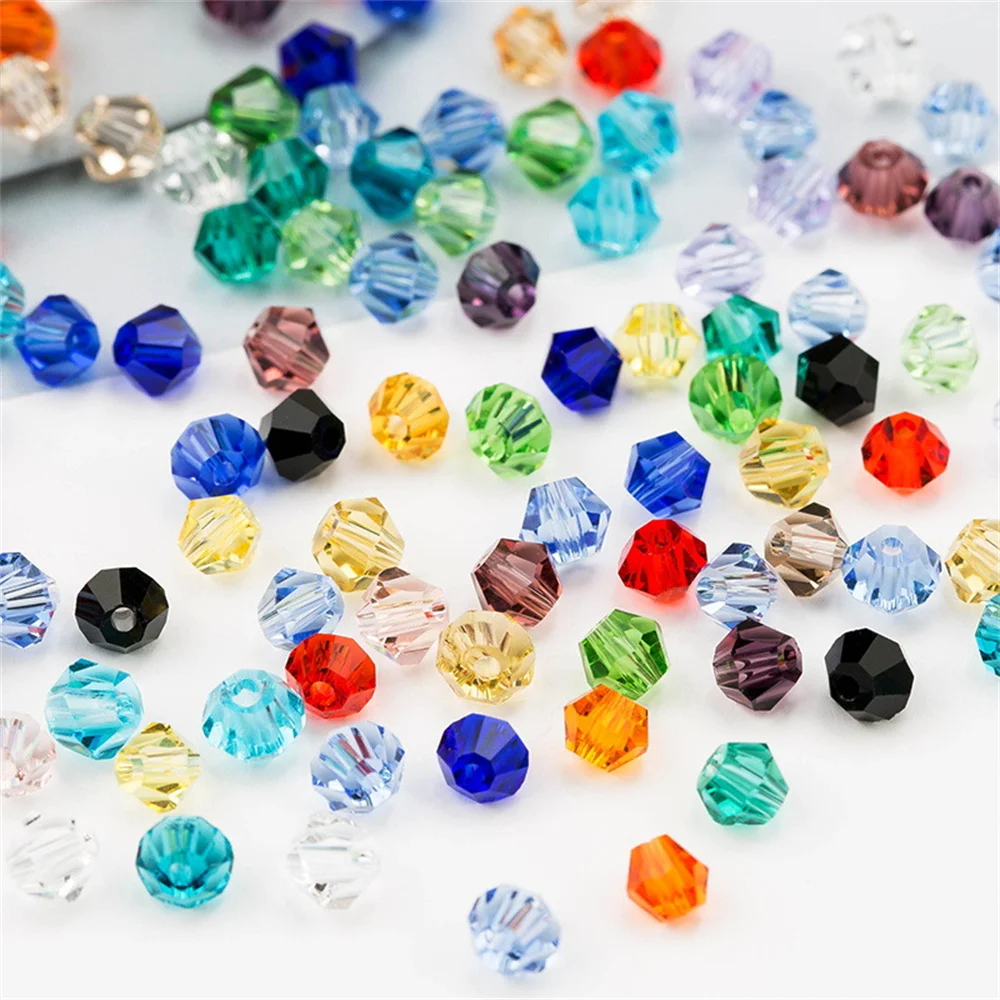 100pcs 4mm Bicone Loose Beads Crystal Glass Jewelry Making Bicone Spacer Bead Crafts Findings Wholesale Diy 70 Colors