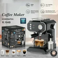 Semi-automatic High-pressure Steam Foaming Milk Household Coffee Machine Electric Stainless Steel 1.5L Black 220V English 5kg 2