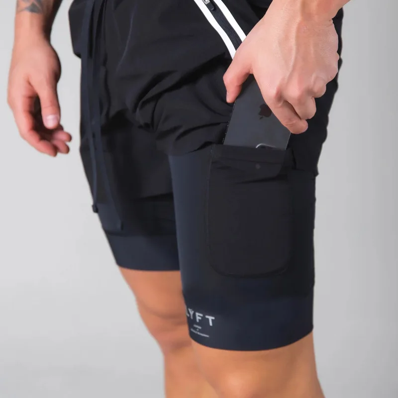 LYFT New Muscle Family Running and Fitness Shorts for Men's Sports and Leisure Outdoor Loose Double Layer Quick Drying Fitness P