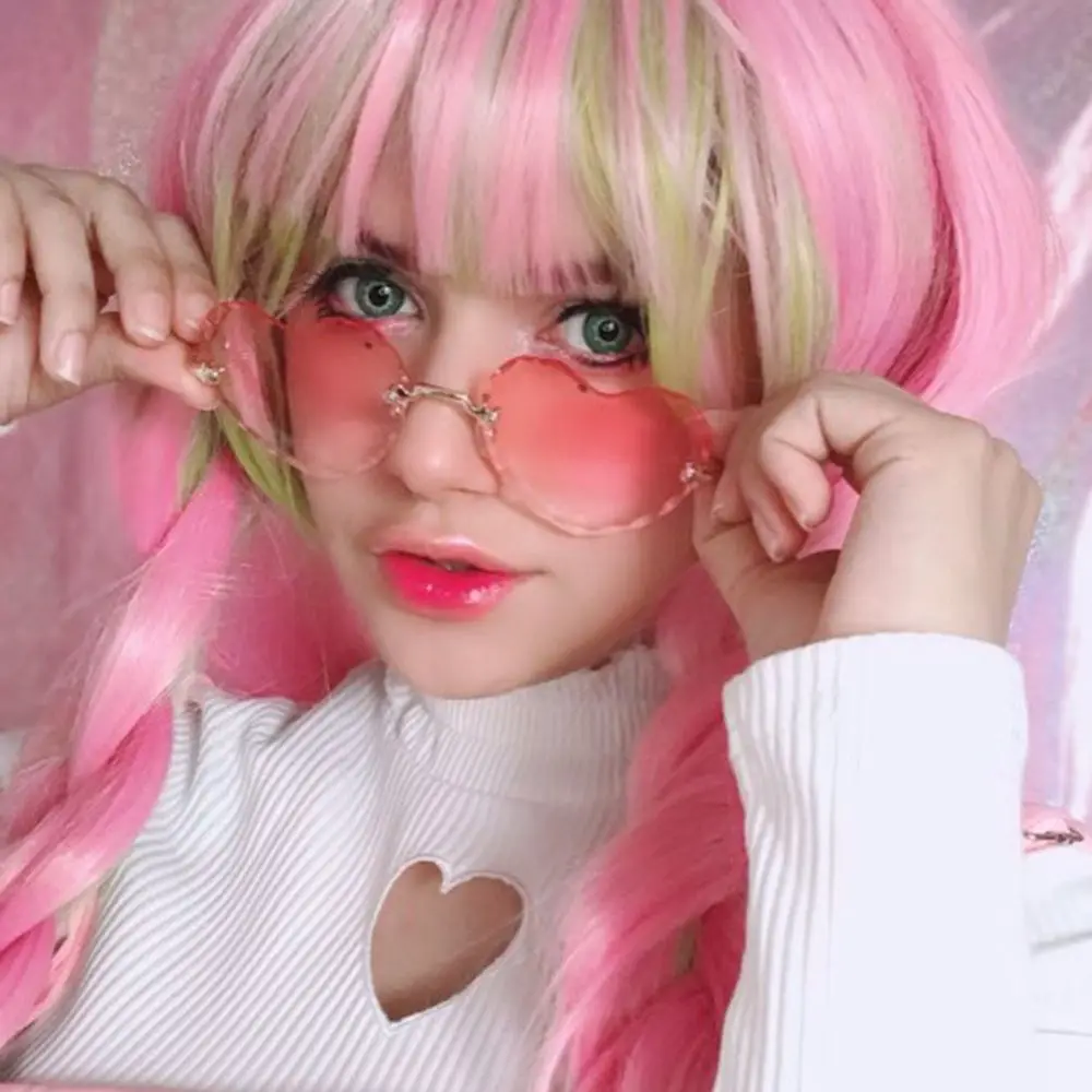 

Fashion Rimless Party Cosplay Shades Heart Sunglasses Love Heart Sunglasses Women Sun Glasses