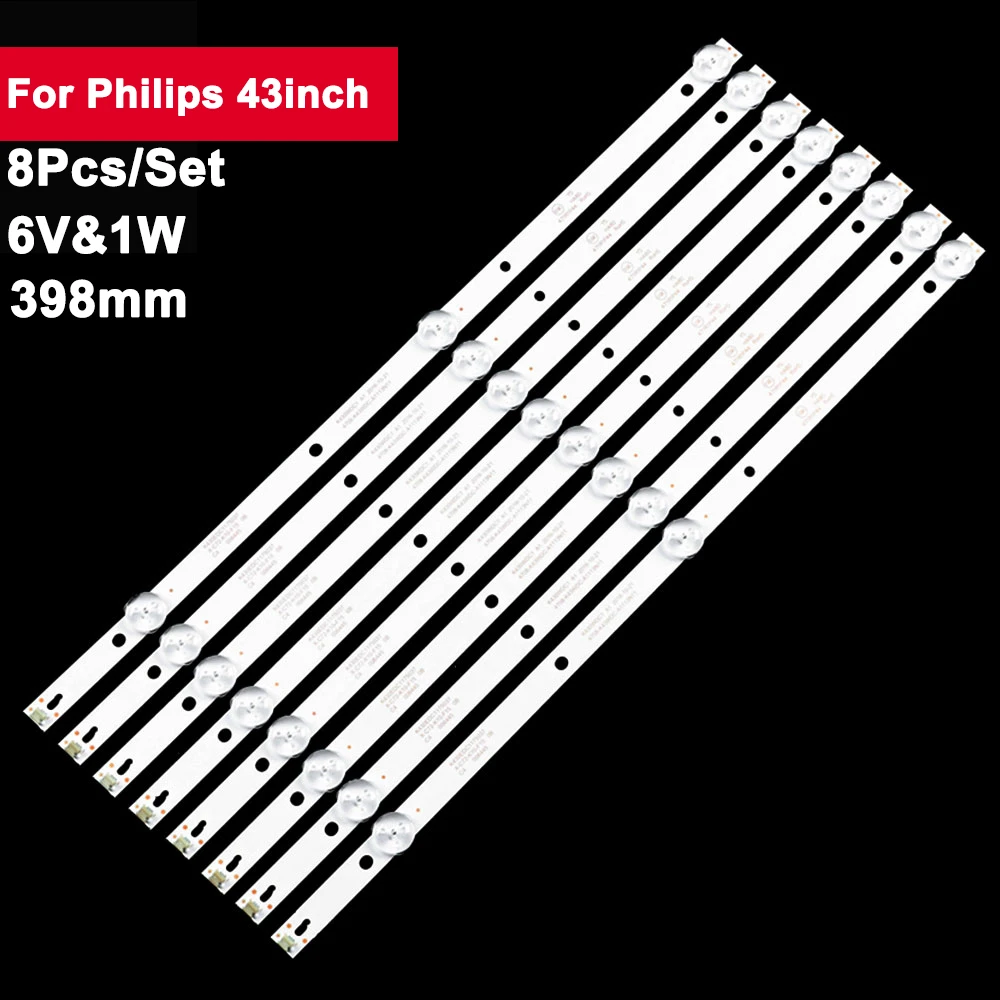 

8pcs TV LED Backlight Strip For Philips 4708-K43WDC-A3113N11 K430WDC1 43HFF5952/T3 43PFT4002 43DL4012N L43E6800 K430WDK3