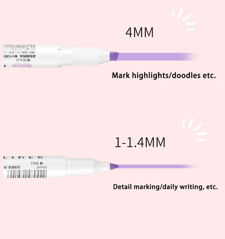 1 Pcs Japan ZEBRA Highlighters WKT7 Pastel Highlighter Double Head Marker Pen Drawing Pen School Supplies Cute Stationery highlighter pen marker pen highlighter marker