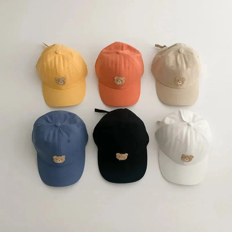 Cute Bear Embroidery Kids Baseball Cap - Side View