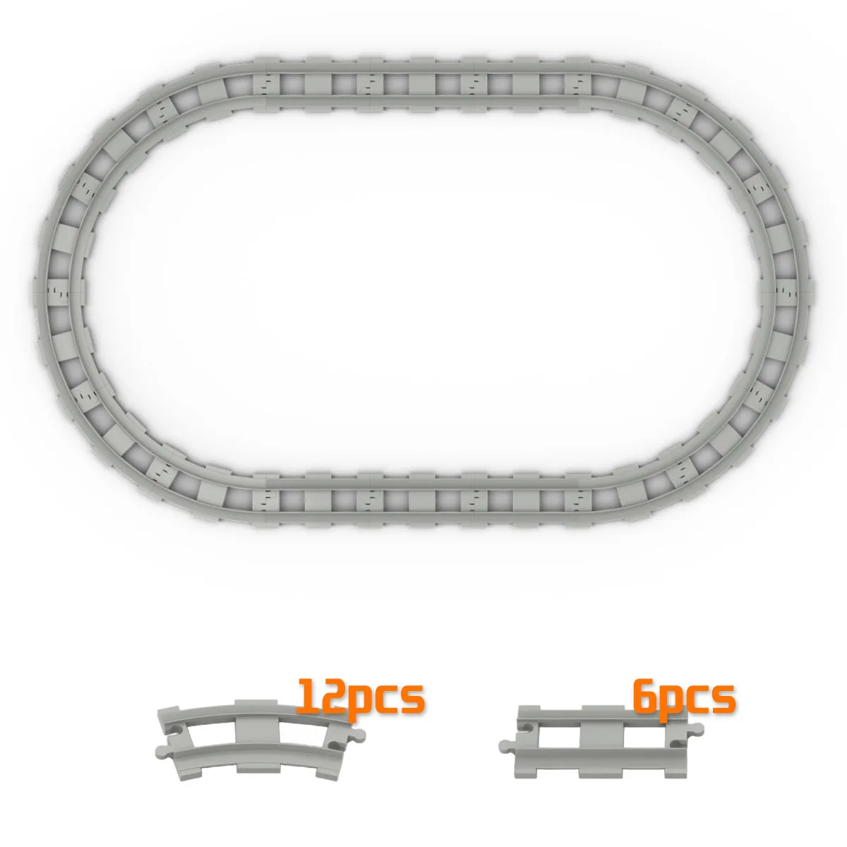 Big Building Block Light Gray Railroad Track Compatible Duplo Trains Parts kit Platform Curved Track Toy Set For Children's Gift — view 6