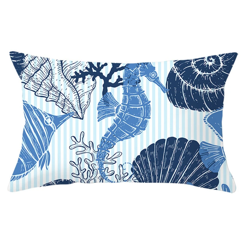 Cartoon Mermaid Sea Animal Pillow Cover Home Whale Turtle Print Throw Pillow For Office Sofa Cushion Cover Home Decor 30x50CM