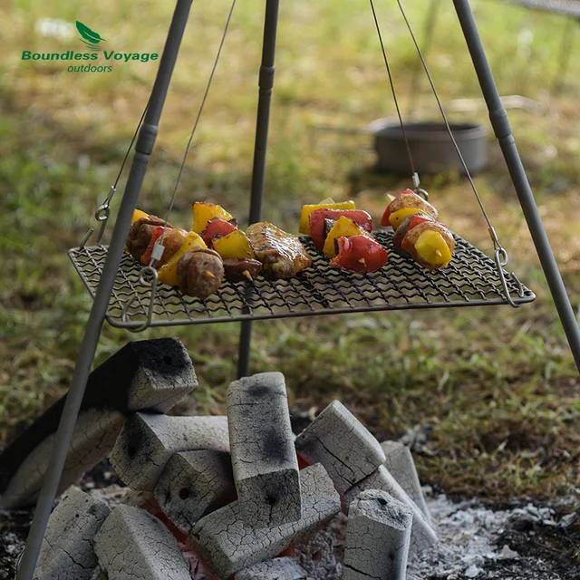 Határtalan Út Titanium Bbq Food Grill Függő Láncszén Szén Kemence Grillezés Kemping Piknik Kerti Asztali Edények - Image 5