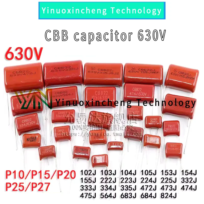 10PCS/LOT CBB metal film capacitor 630V 103J 473J 104J 224J 474J 684J 105J 225J 475J