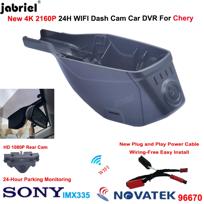 

Jabriel 4K Wifi Car DVR Driving Recorder For Chery Tiggo 7 pro Tiggo 4 7 8 2020 2021 2022 2023 Dash Cam Dual Camera Easy Install