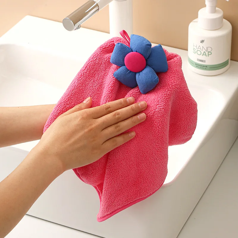Coral Velvet Soft Hand Towels with Hanging Loops Microfiber Towel Kitchen Absorbent Dishcloths Wipe Bathroom Accessories 40x23cm microfiber towel,hand towel,microfiber hand towel