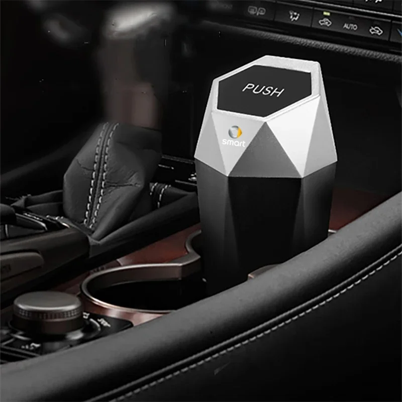 Car Trash Can Mini Garbage Bin Portable Car Dustbin with Lid Leak-proof Auto Trash Bin For Smart 451 brabus Smart 453 fortwo ﻿