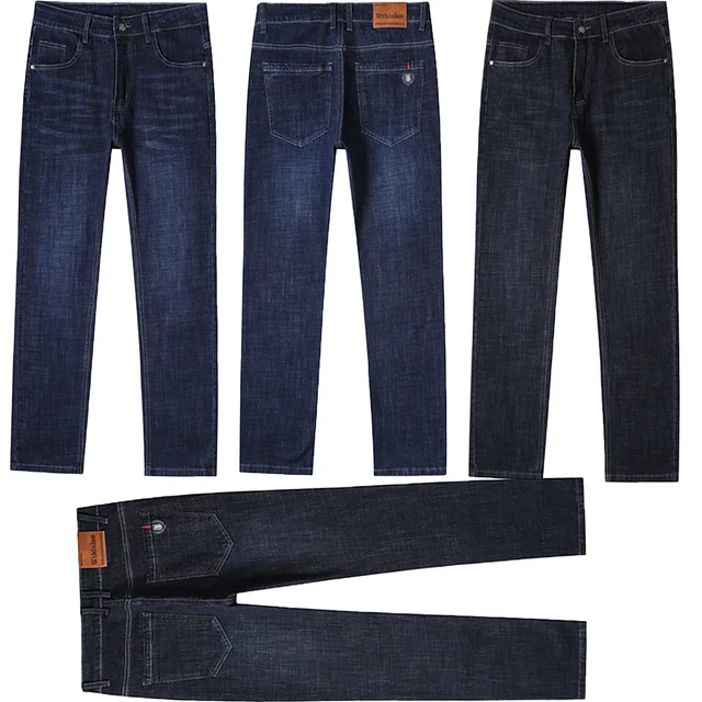 Calça Jeans Masculina Reta Elástica e Justa para Negócios