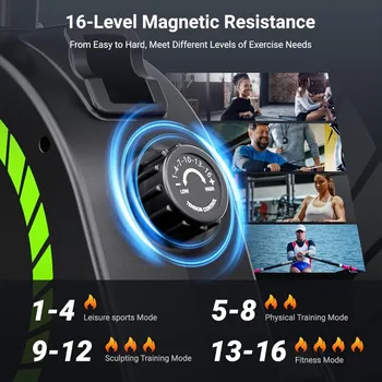 Rowing Machines for Home Use, Rowing Machine Magnetic Rower, 16 Levels of Workout Resistance, Max 350 LBS, Dual Slide Rail, Blue 5