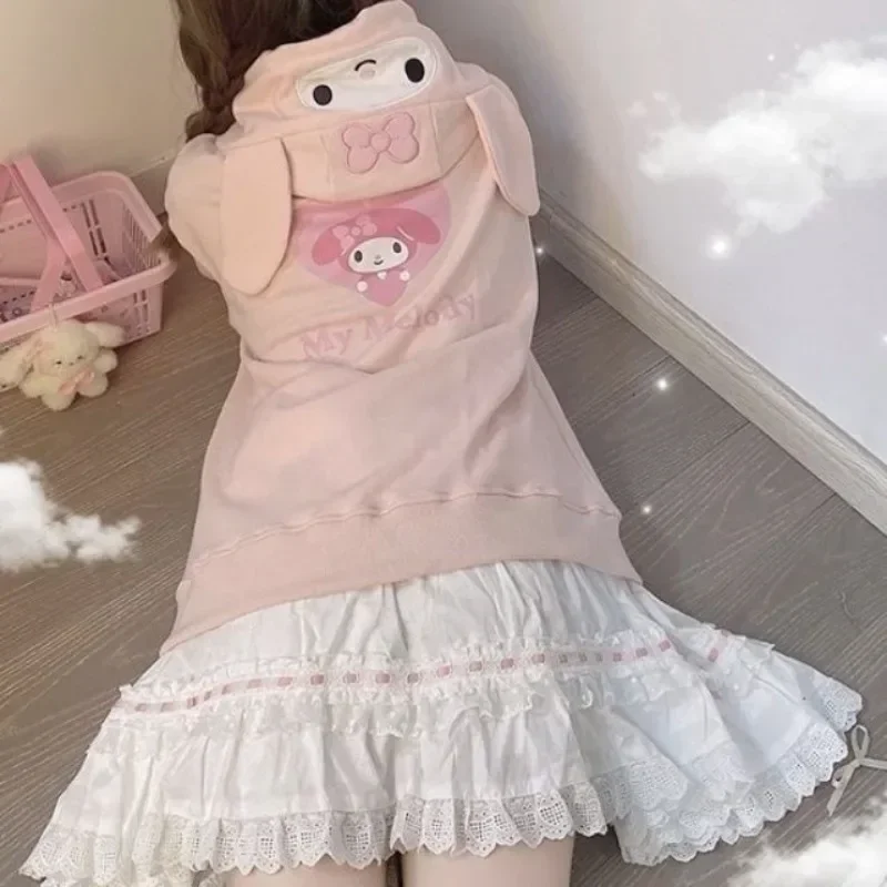 산리오 마이 멜로디 애니메이션 주변 맨투맨 시나모롤 폼폼 푸린 후디, 쿠로미 귀여운 카디건 재킷, 남아 및 여아용 신제품
