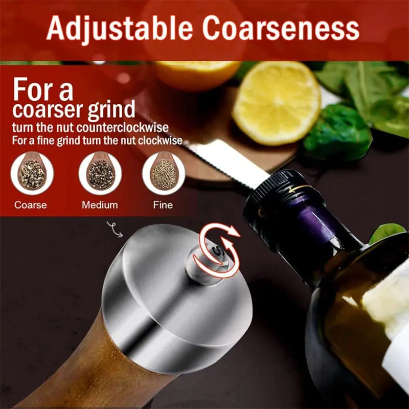 5/6/8Inch Solid Wood Pepper Grinder Hand Crank Grinder Sea Salt Pepper Shakers Spice Mill Kitchen Seasoning Tool