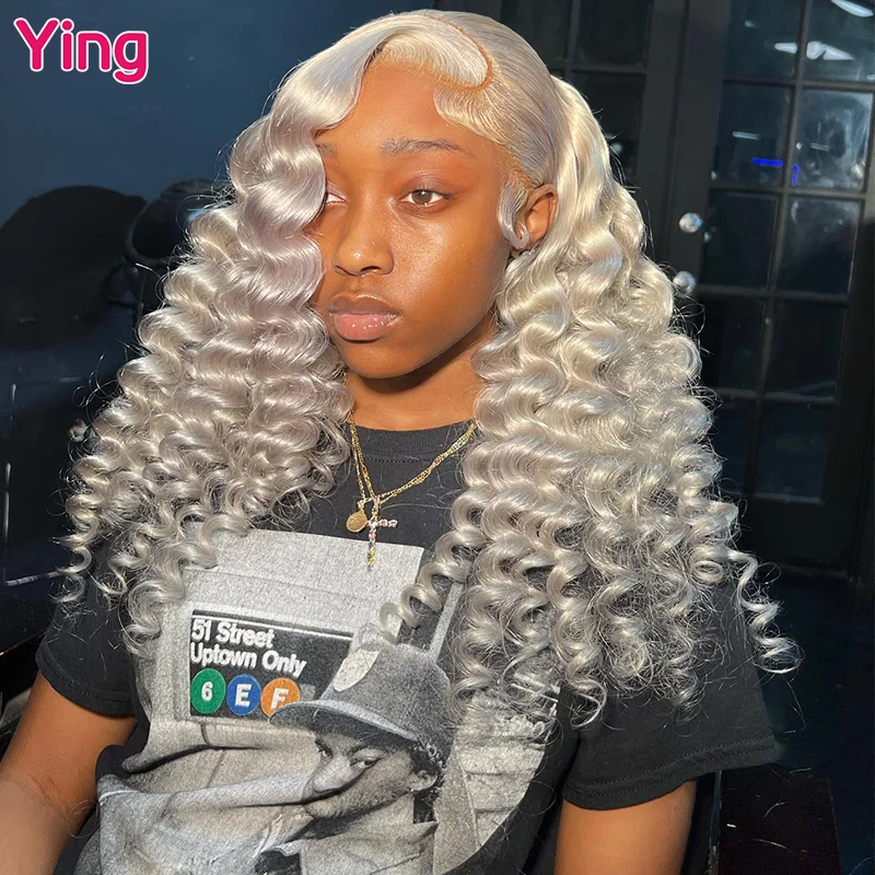 

Волнистые бразильские парики Ying Remy серебристо-серого цвета, 613 светлый парик 13x 4, парики из человеческих волос на сетке спереди 13x 6, парик на сетке спереди, предварительно выщипанный