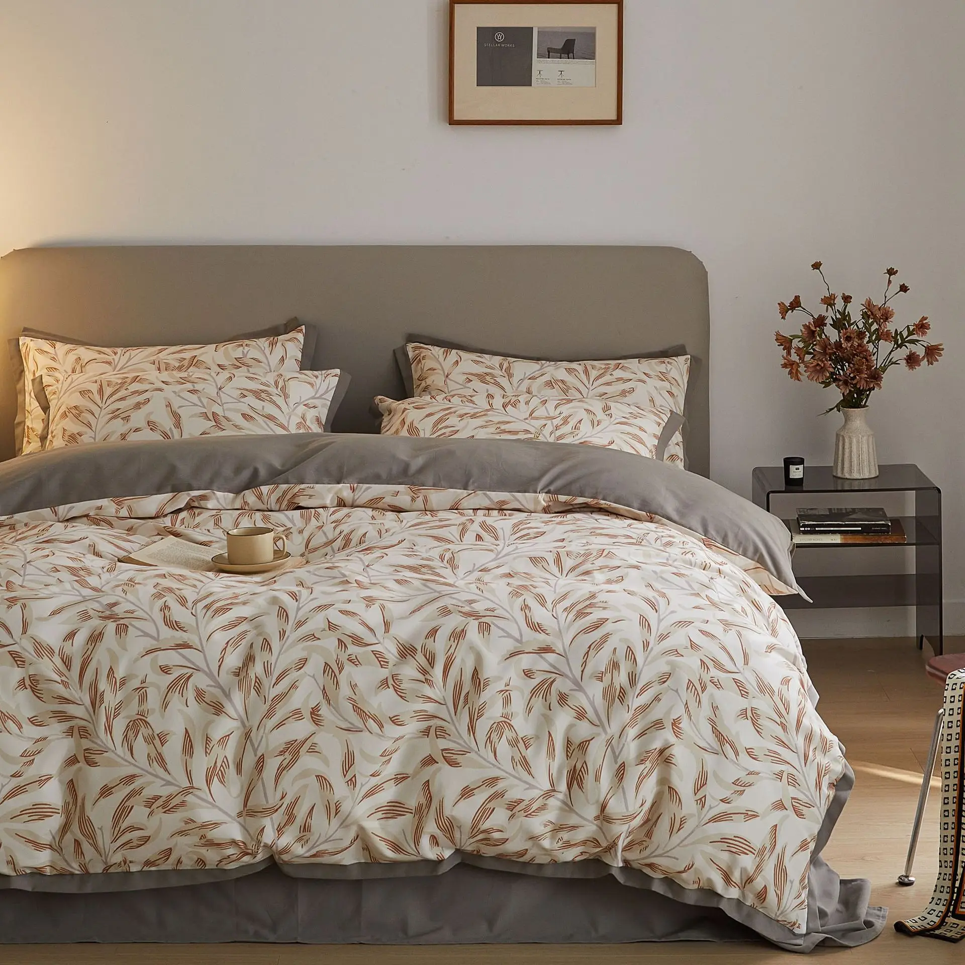 

2023 new autumn and winter cotton thicken retro American print bed sheet quilt cover