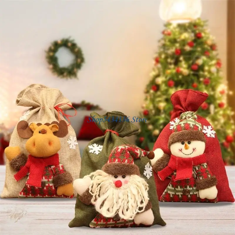 H7ED 5 Stück Geschenktüten mit sicherem Kordelzug, dekorative Geschenkbeutel, saisonale Geschenke, Verpackungssäcke – Detail 10