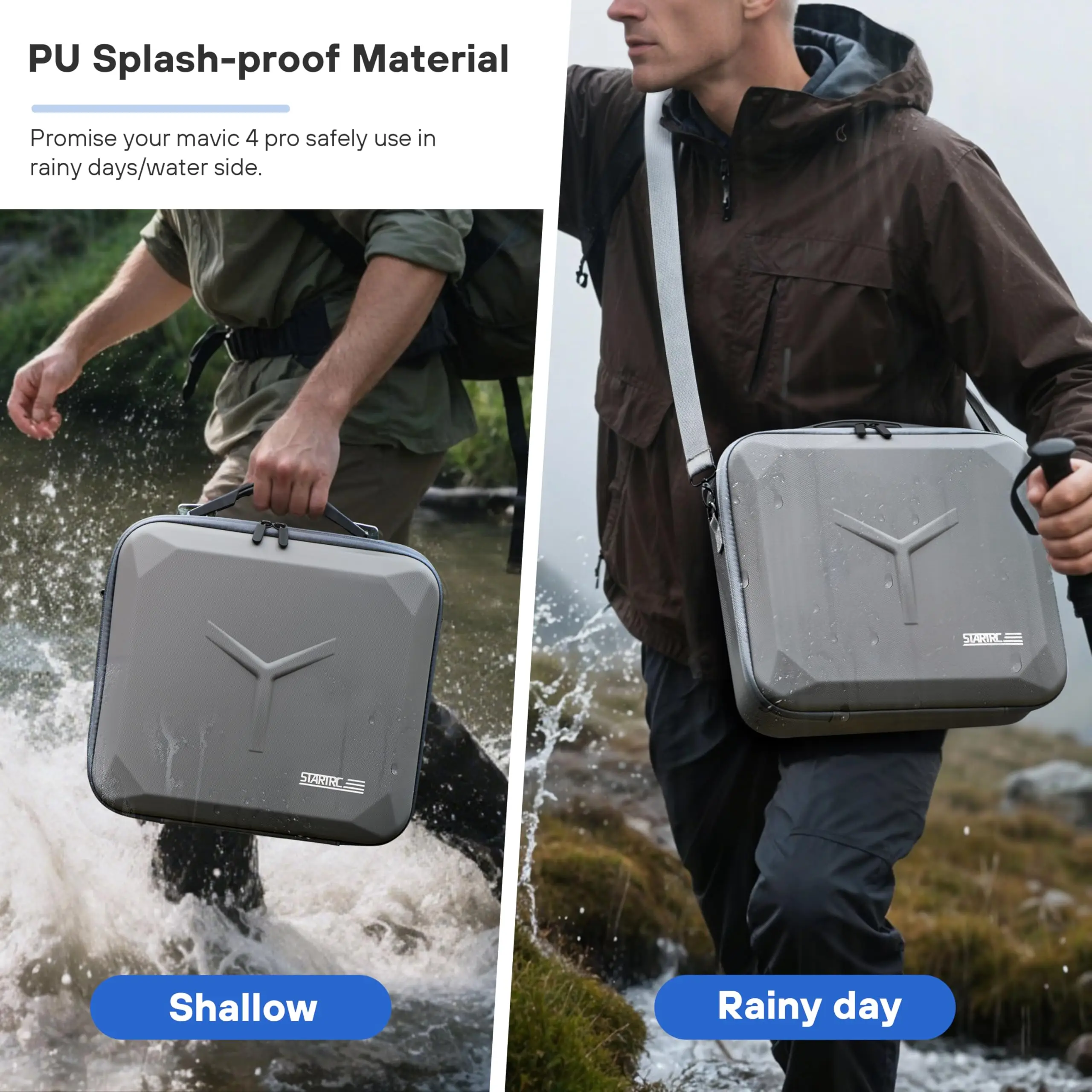 Vue détaillée de l'intérieur du sac Mavic 4 Pro avec mousse de protection pour le drone et la télécommande