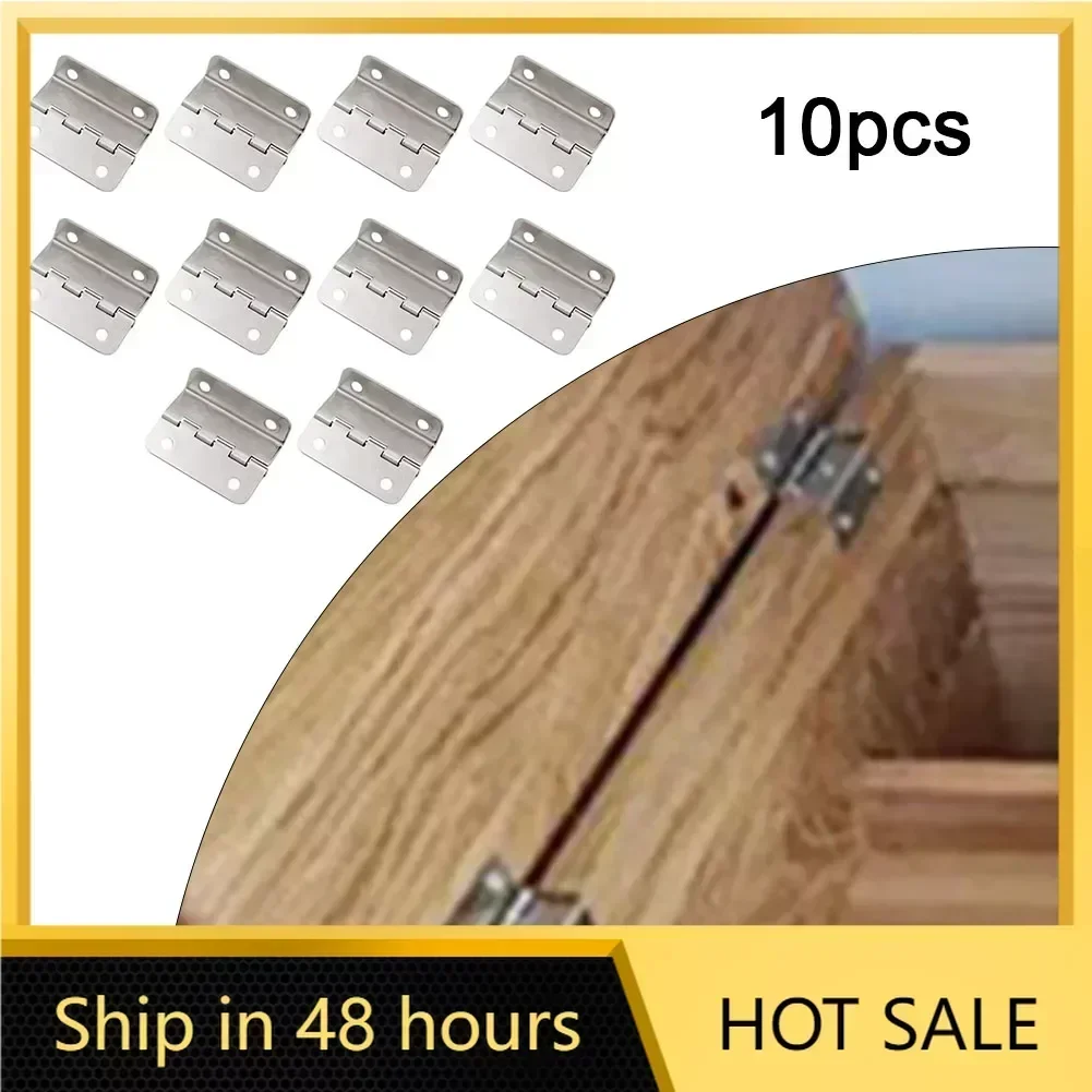 10pcs Three-Fold Hinge Gift Wooden Box Right Angle 4-Hole Hinges Dollhouse Cabinet Door Hinge Hardware Accessories