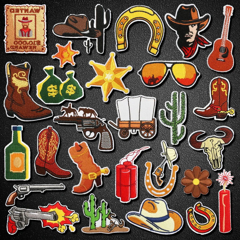 웨스턴 카우보이 바운티 헌터 자수 패치, 의류용 열 접착 패치, 다리미 온 아플..