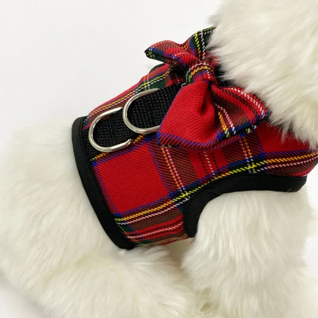 Adjustable Dog Harness Dog Vest with Leash Set Lattice Pet Harness For Puppy Chihuahua Small Dogs Leash Set With Bow Pet Clothes 1