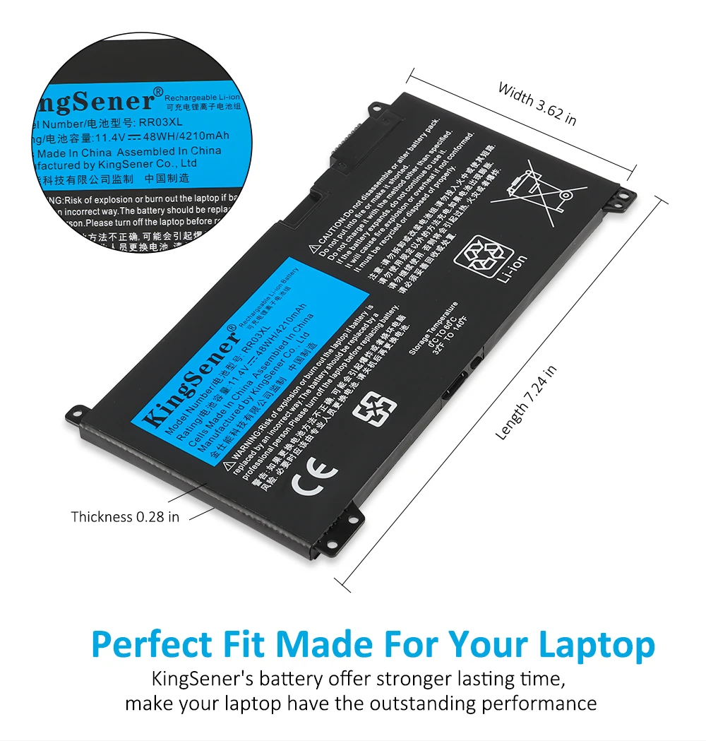 Bateria do Portátil de Kingsener Rr03xl para hp Probook 430 440 450 455 470 g4 g5 Hstnn-pb6w Hstnn-ub7c Hstnn-lb71 851477832 11.4v 48wh - Imagem 6