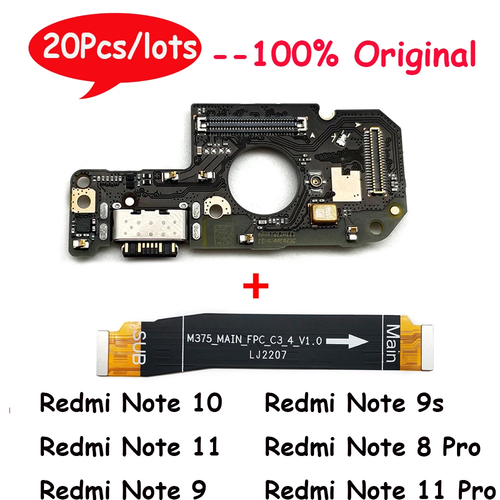 

20Pcs, Original For Xiaomi Redmi Note 8 8T 9S 9 10 10s 11 Pro 5G USB Charging Port Microphone Dock Connector Board Flex Cable