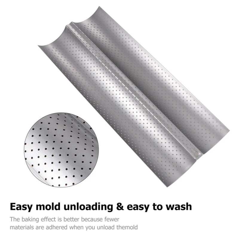 French Bread Baking Mold Bread Wave Baking Tray Practical Cake Baguette Mold Pans 2 Groove Waves Tools baking pan bread mold bread baking pan