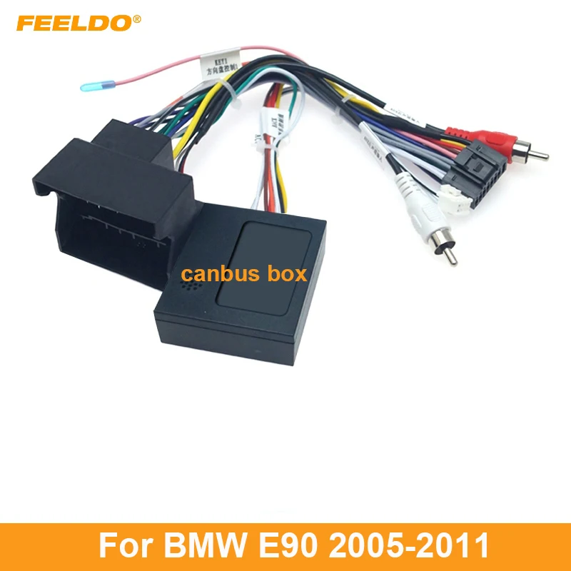 

FEELDO Car Stereo Audio 16PIN Android Power Cable Adapter With Canbus Box For BMW X1 E90 Power Cable Wiring Harness