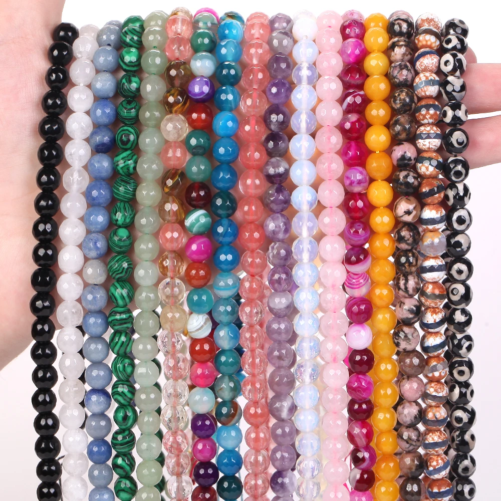 4/6/8/10mm Lot Natural Frosted Stone Loose Bead Bracelet Jewelry DIY Making 