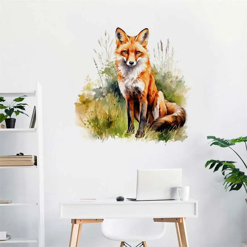 Fawn Fox Rabbit Watercolor Wall Stickers Living Room Sofa Background Decoration Home Decor Kids Room Decals Sticker M939 wall stickers wall sticker