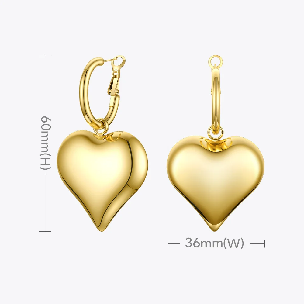 ENFASHION Statement Big Heart Drop Earrings For Women Stainless Steel Gold Color Dangle Earings Fashion Jewelry Party E1152