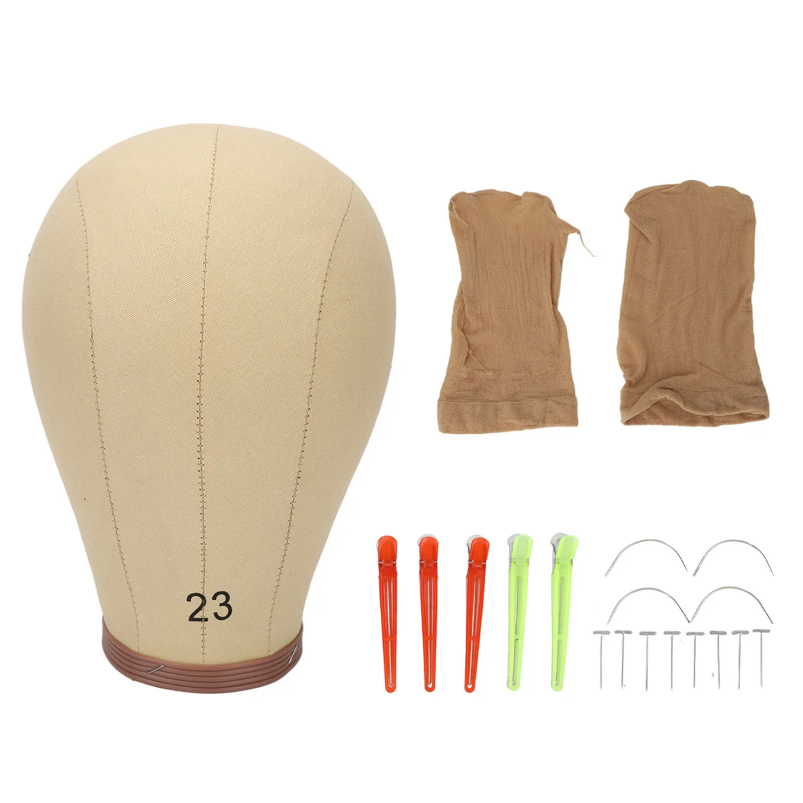 

Canvas Mannequin Head Display Clips 23in Cork Canvas Block Head for Wigs Making