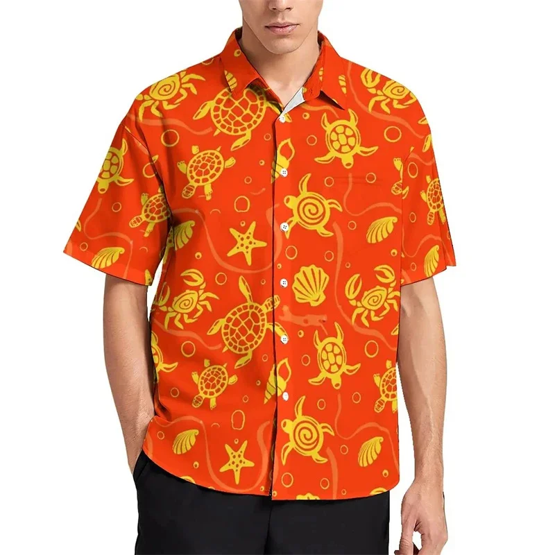 thumbnail image 1 of Blusas hawaianas con estampado 3D de tortugas marinas, camisas de playa con estampado 3D de estrellas de mar y animales para hombre, ropa de vacaciones, camisetas Y2k para hombre, 1 of 5