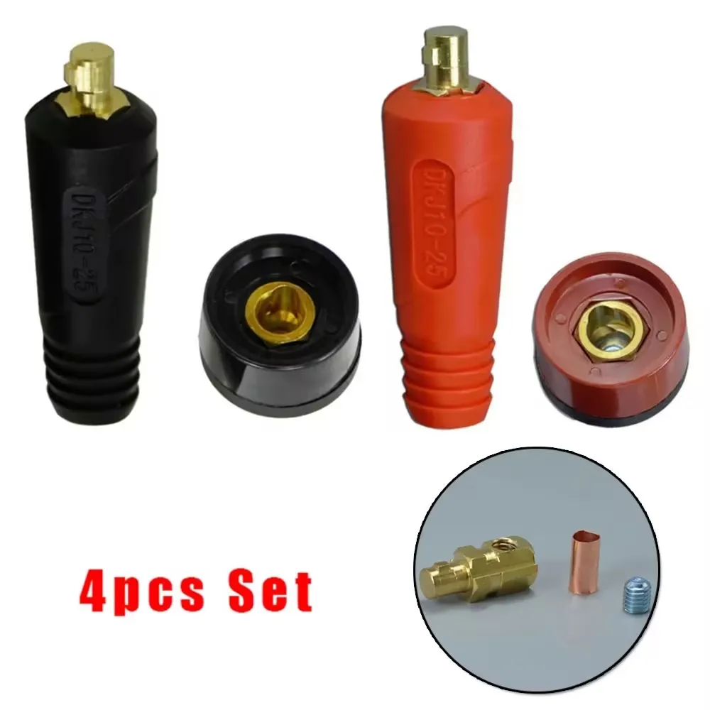 Welding Cable Connector 4pcs/set TIG Welding Machine Quick Fitting Female Male Cable Connector Clamp Socket Plug Adaptor For Dinse DKJ10-25 DKZ10-25