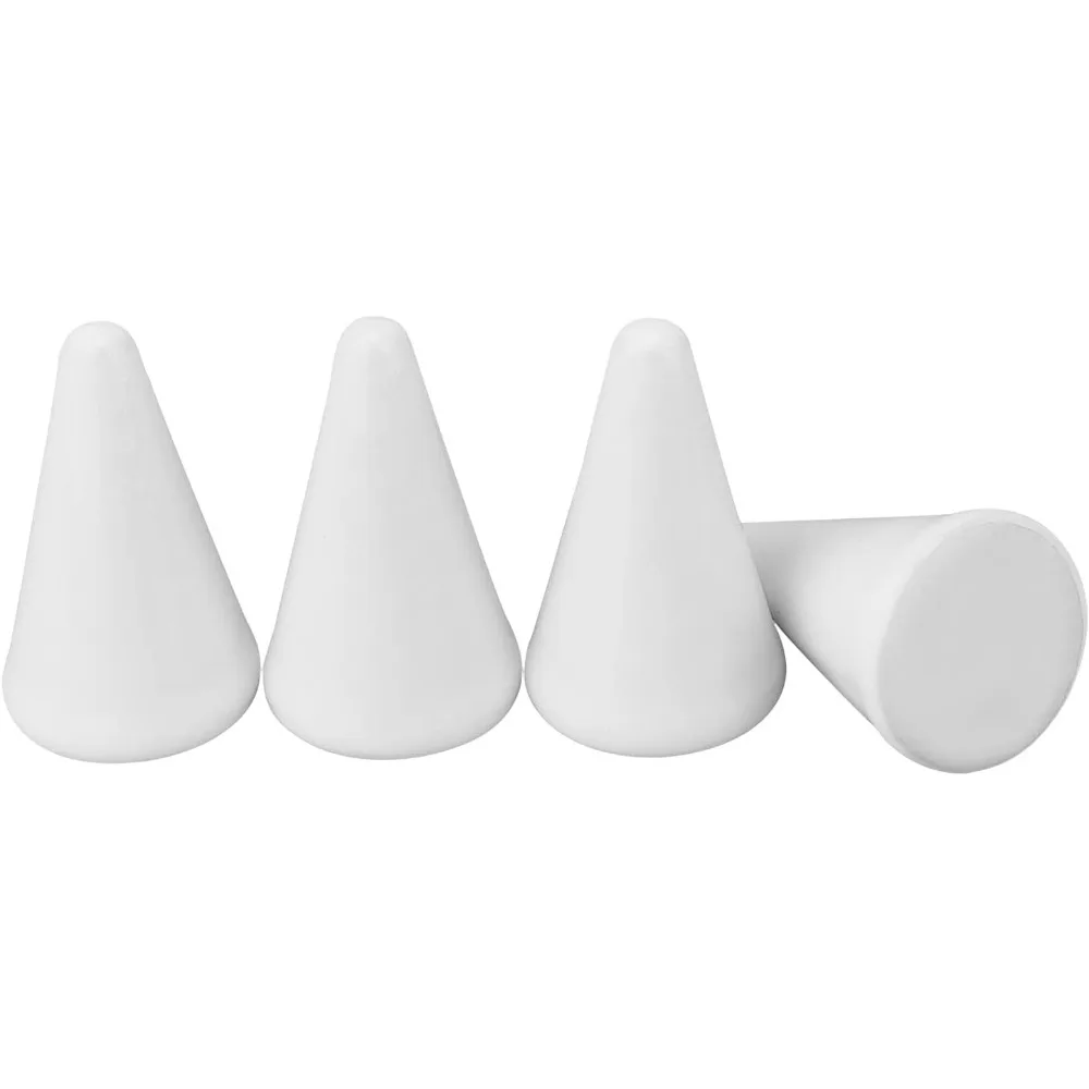 4Pcs Porcelain Ring Holder Tower White Ceramic Cone Shape Display Porcelain Ring Setting for Jewelry Wedding (1"x2"/3x5cm)