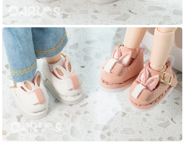 Ob11 Dolls Bunny Shoes Accessories Cute Rabbit Pink White Doll Shoes With Rabbit Ear For Ob11,Obitsu 11,Molly, Gsc,1/12 Bjd Doll