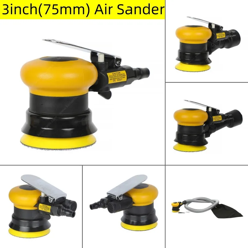 3 Inch(75mm)Air Orbital Sander Machine High Speed VACUUM Pneumatic Polisher Grinder Low Vibration Small Noise Palm Sanding Tools 4pcs ender3 s1 ptfe coated nozzle brass 0 4mm high temperature 450℃ for cr10 ender 3 makebot 3d printer nozzles 1 75mm