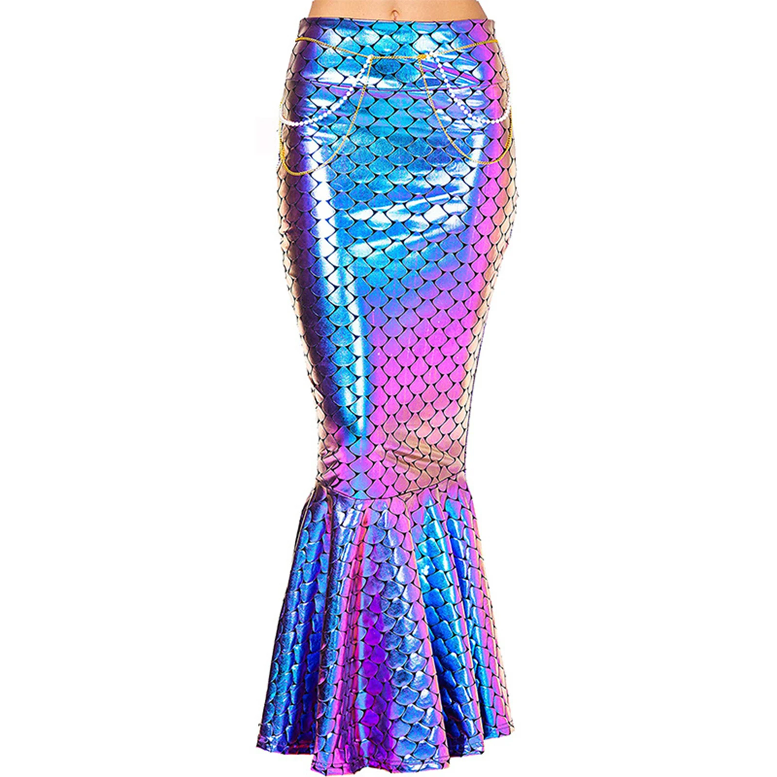 

Женский костюм русалки хвост для ролевых игр юбка с принтом рыбьей чешуи длинная юбка с высокой талией необычное блестящее платье для косплея