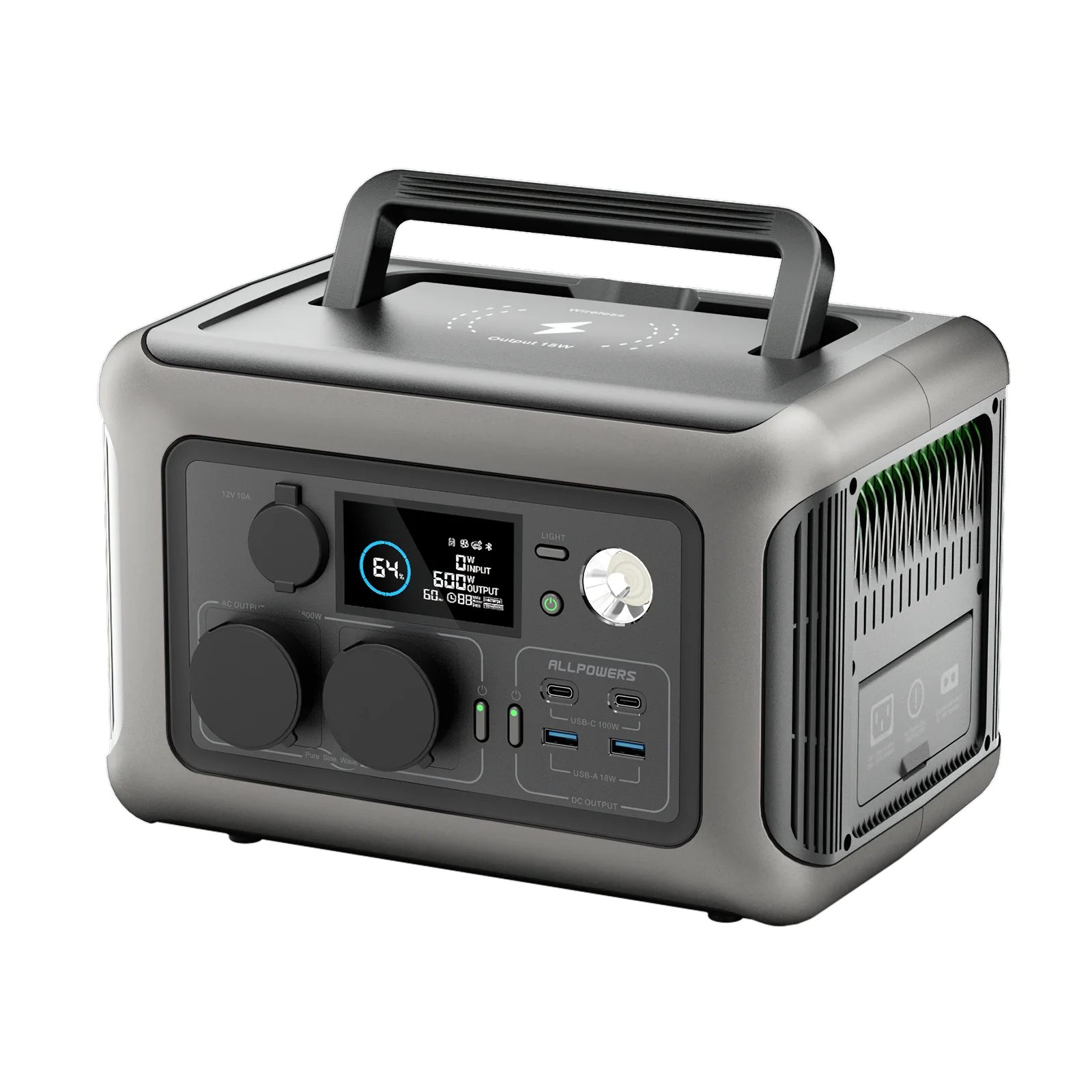 ALLPOWERS Portable Power Station R600 299Wh LiFeP04 Battery 2x 600W (1200W Surge) AC Outlets for Outdoor Camping RV Home