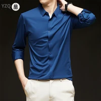 Chemise à manches longues pour hommes, couleur unie, décontractée, résistante aux rides, confortable, polyvalente, toutes saisons, nouvelle collection 4