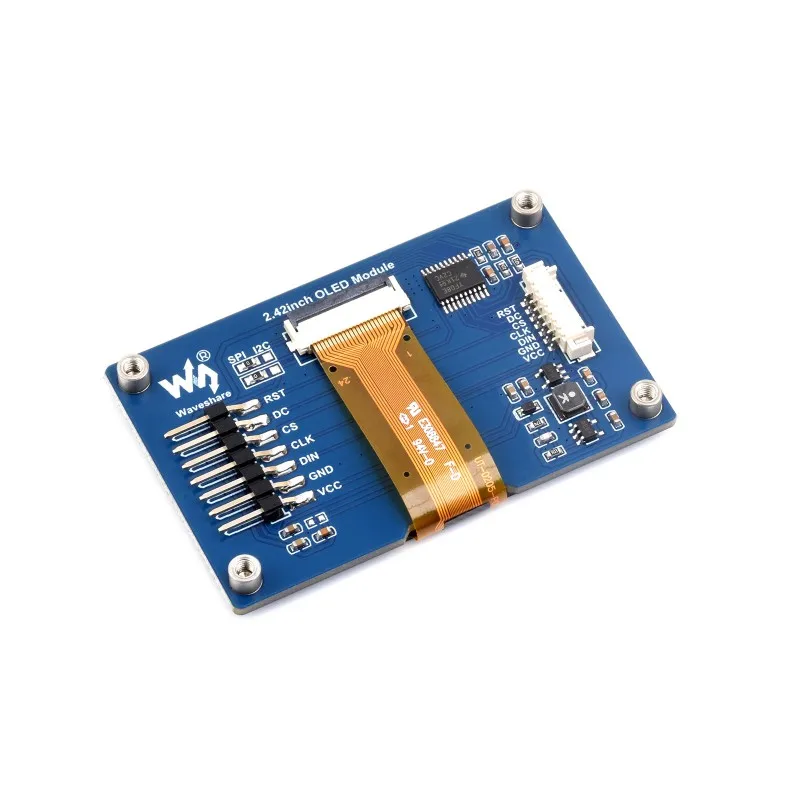 Waveshare 2.42inch OLED Display Module, 128&times;64 Resolution, SPI / I2C for Raspberry Pi, Arduino, STM32, ESP32, Jetson Nano